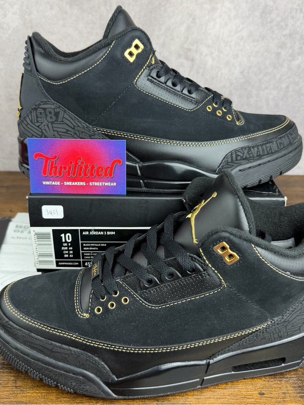 Air Jordan 3 Retro Black History Month Size 10 455657-001 Men’s Sneakers OG Rare